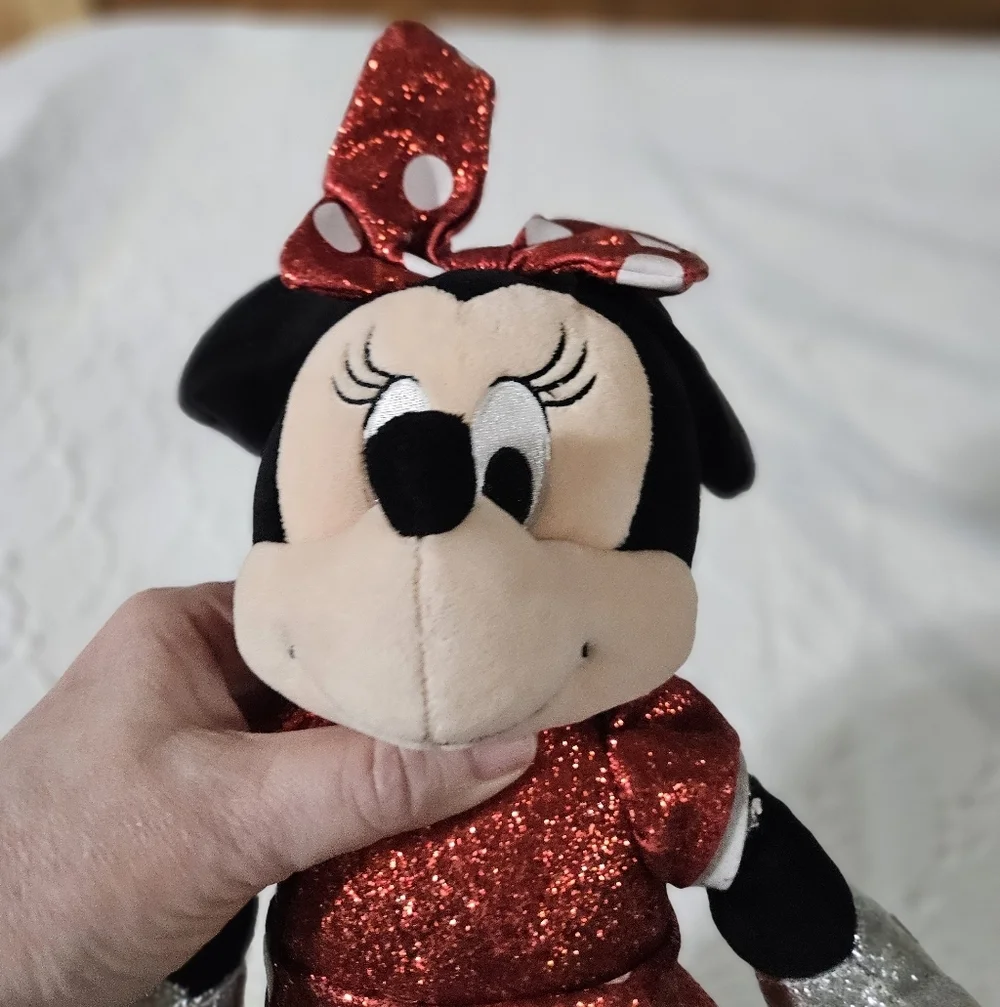 Disney Red and Gold Glitter Minnie Mouse Plush Toy - Picture 4 of 6